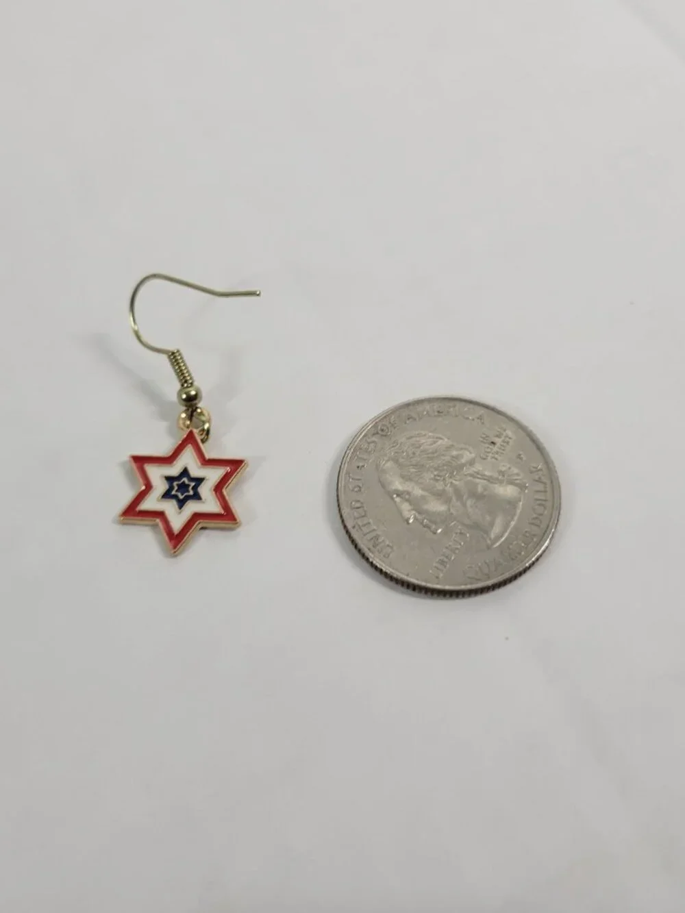 USA 6 Point Star Flag Earrings Patriotic July 4th Dangle Drop Women Jewelry E56E